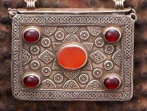 Turkoman Silver and Carnelian Necklace, Afghanistan - Sold 2